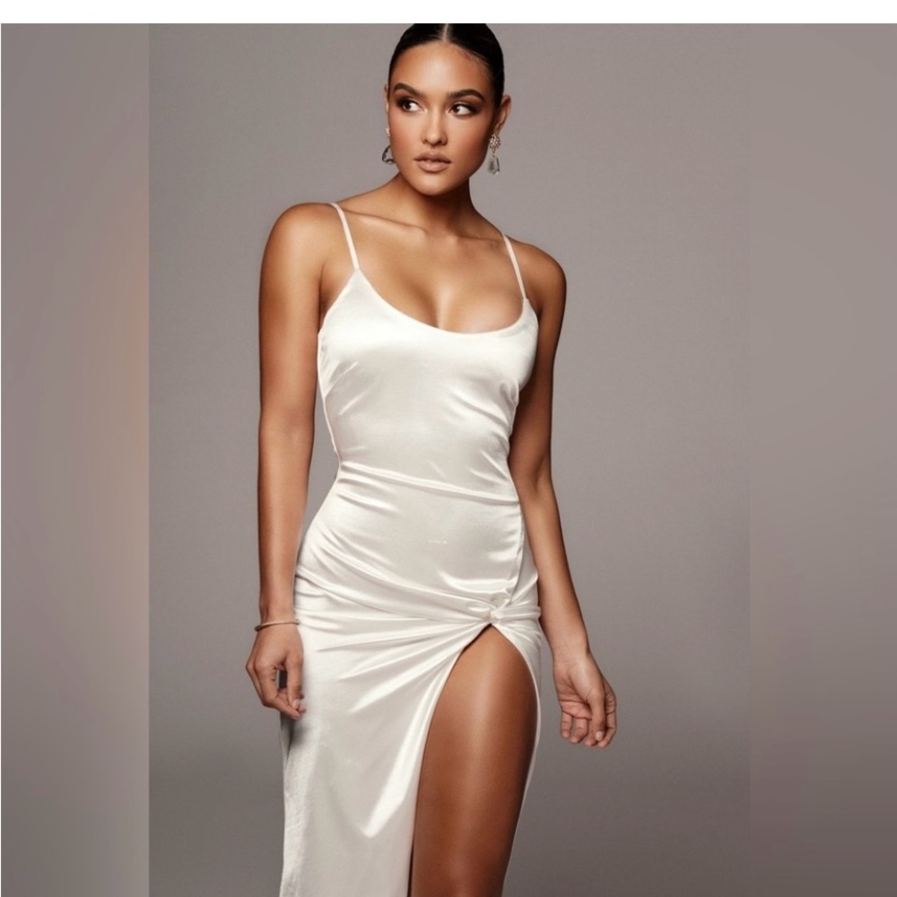 Elegant White Satin Dress